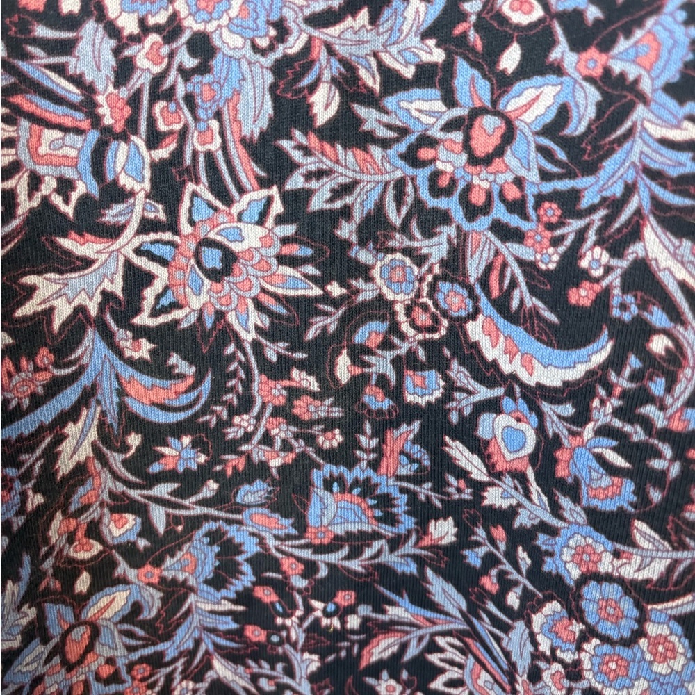 Masion D’Amelie Floral Print Blue Crewneck Puff Sleeves Sweatshirt Medium - Picture 6 of 12